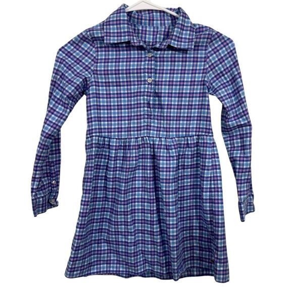 Vineyard Vines Morgan Way Blue Multi Plaid Collared Long Sleeve Dress - Picture 1 of 5